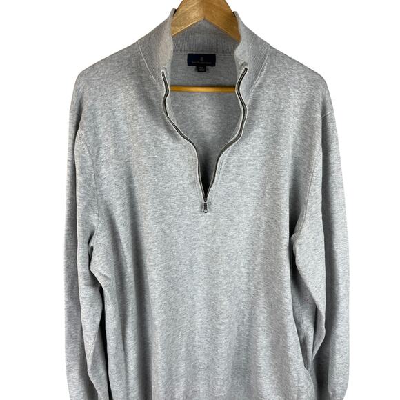 Brooks Brothers Light Gray 1/4‎ Zip Collared Combed Cotton Size XXL - Picture 8 of 9
